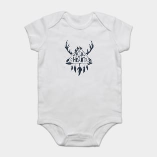 Wild At Heart. Arrows, Horns, Feathers. Inspirational Quote Baby Bodysuit